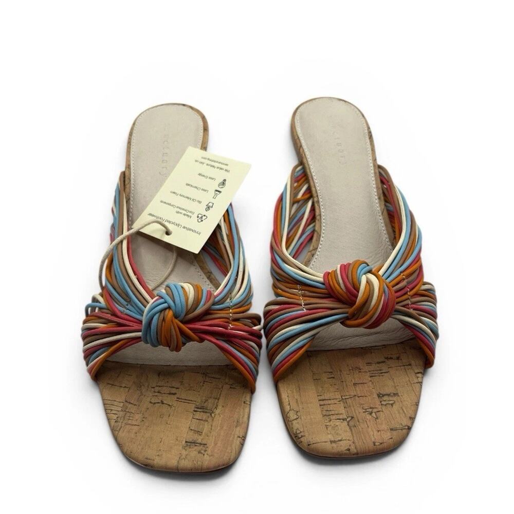 Sanctuary Multicolor Strappy Slide Sandals Cork Heel Size 8M NEW